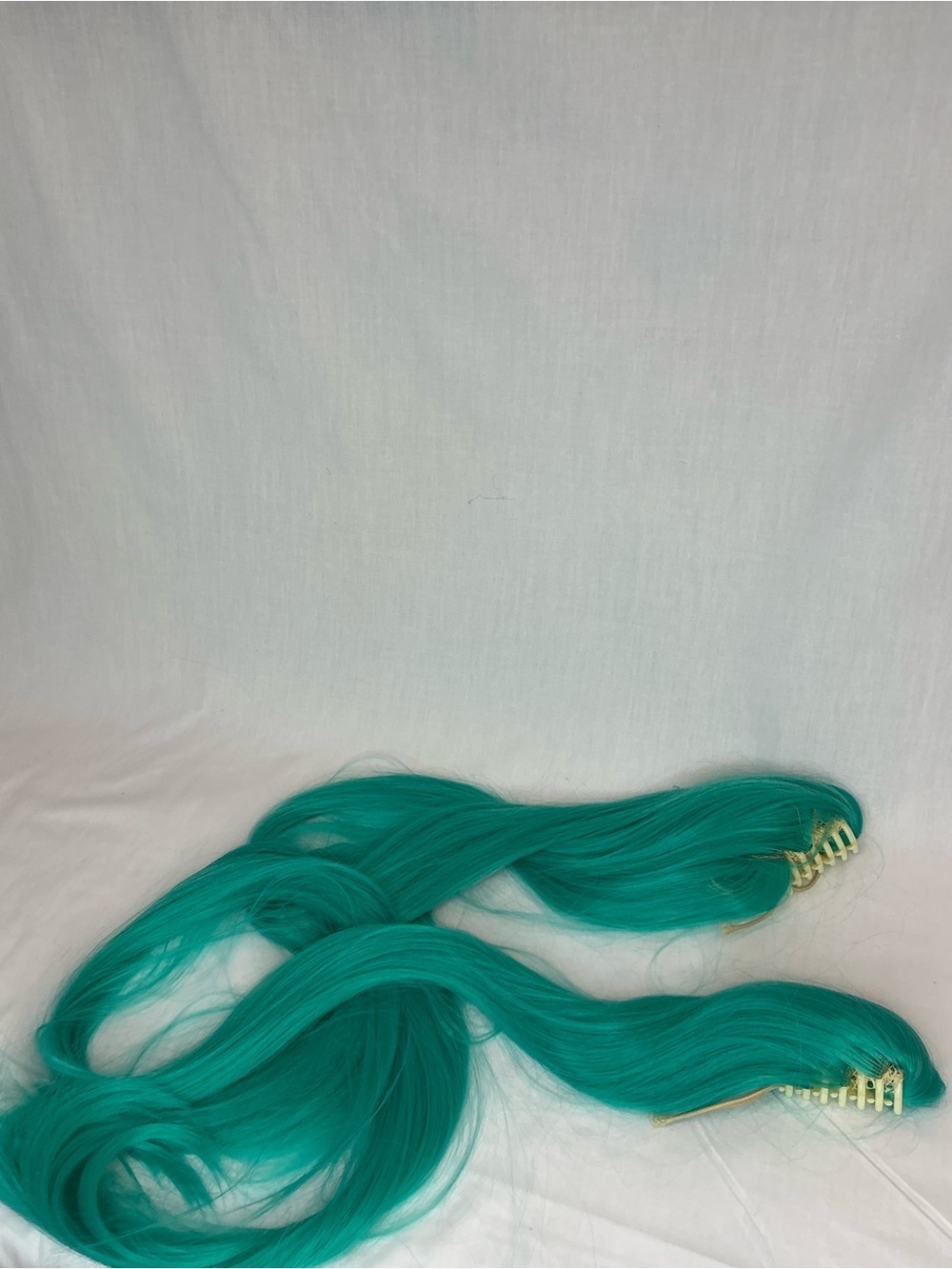 2156 - Teal Clip-In Hair Extensions - Vibrant Teal Synthetic Hair